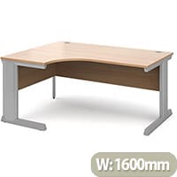 Vivo left hand ergonomic desk 1600mm - silver frame, beech top