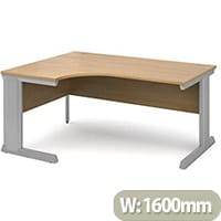 Vivo left hand ergonomic desk 1600mm - silver frame, oak top