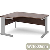 Vivo left hand ergonomic desk 1600mm - silver frame, walnut top