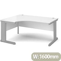 Vivo left hand ergonomic desk 1600mm - silver frame, white top