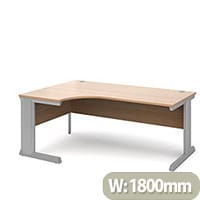 Vivo left hand ergonomic desk 1800mm - silver frame, beech top
