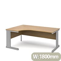 Vivo left hand ergonomic desk 1800mm - silver frame, oak top