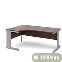Vivo left hand ergonomic desk 1800mm - silver frame, walnut top