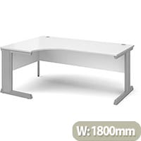 Vivo left hand ergonomic desk 1800mm - silver frame, white top