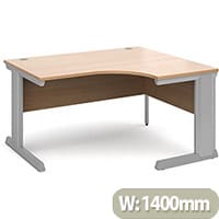 Vivo right hand ergonomic desk 1400mm - silver frame, beech top