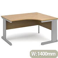 Vivo right hand ergonomic desk 1400mm - silver frame, oak top