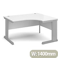 Vivo right hand ergonomic desk 1400mm - silver frame, white top