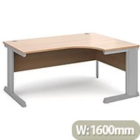 Vivo right hand ergonomic desk 1600mm - silver frame, beech top