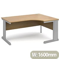 Vivo right hand ergonomic desk 1600mm - silver frame, oak top