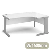 Vivo right hand ergonomic desk 1600mm - silver frame, white top