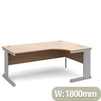 Vivo right hand ergonomic desk 1800mm - silver frame, beech top