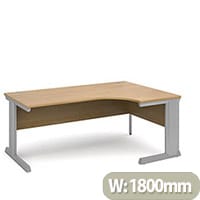 Vivo right hand ergonomic desk 1800mm - silver frame, oak top