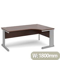 Vivo right hand ergonomic desk 1800mm - silver frame, walnut top
