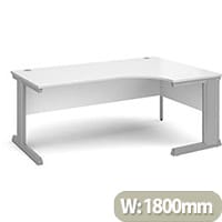 Vivo right hand ergonomic desk 1800mm - silver frame, white top