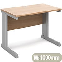 Vivo straight desk 1000mm x 600mm - silver frame, beech top