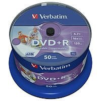 Verbatim DVD+R Inkjet Printable Spindle Pack of 50 43512