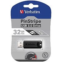 Verbatim Black Pinstripe 32GB USB 3.0 Flash Drive 49317