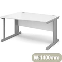 Vivo left hand wave desk 1400mm - silver frame, white top