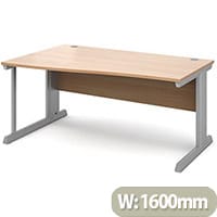 Vivo left hand wave desk 1600mm - silver frame, beech top