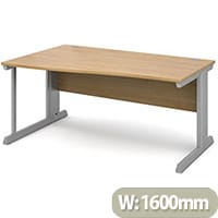 Vivo left hand wave desk 1600mm - silver frame, oak top