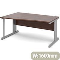 Vivo left hand wave desk 1600mm - silver frame, walnut top