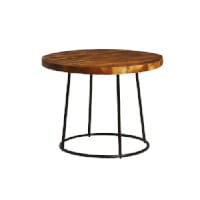 MAX Coffee Table - Black Base - Rustic Solid Wood Top - 750mm Diameter - Indoor Only