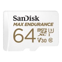 SanDisk Max Endurance - Flash memory card (microSDXC to SD adapter included) - 64 GB - Video Class V30 / UHS-I U3 / Class10 - microSDXC UHS-I