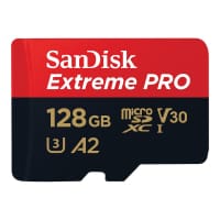 SanDisk Extreme Pro - Flash memory card (microSDXC to SD adapter included) - 128 GB - A2 / Video Class V30 / UHS-I U3 / Class10 - microSDXC UHS-I