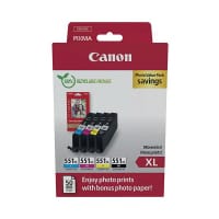 Canon CLI-551XL Inkjet Cartridges + Glossy Photo Paper Value Pack High Yield CMYK 6443B008