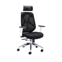 Stealth High Mesh Back Operator Chair Headrest Adjustable Arms 660x660x1140-1240 White/Black KF70060