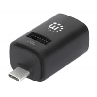Manhattan USB-C 3-Port Hub, ULTRA COMPACT, 3x USB-A Ports (1x 5 Gbps USB 3.2 Gen1 aka USB 3.0, 3 x 480 Mbps USB 2.0), External Power Supply Not Needed, Universal for all devices, SuperSpeed USB, Black, Three Year Warranty