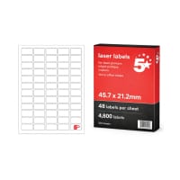 5 Star A4 Mini Sheet Labels 45.7x21.2mm Pack of 4800 FS679587