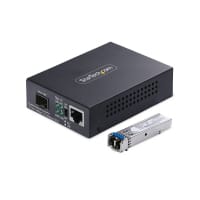 StarTech.com Single-Mode (SM) LC Fiber Media Converter for 10/100/1000 Networks, Standalone Gigabit Ethernet to Fiber Converter, 20km - TAA