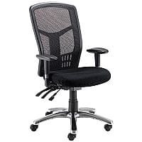 Avior 24-Hour High Back Task Operator Chair- Black - Ergonomic Mesh Back - 24 Stone Weight Tolerance - Adjustable Arms - Adjustable Back