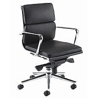 Aria C Medium Back Designer Leather Office Arm Chair Black CM2
