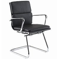 Aria C Medium Back Leather Cantilever Arm Chair Black CMCA