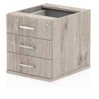 Impulse 3 Drawer Fixed Pedestal Grey Oak I003220