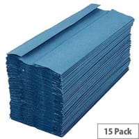 2Work C-Fold Paper Hand Towels Blue 1-Ply 192 Towels Per Sleeve 15 Sleeves (2880 Sheets) HT2305