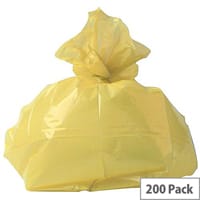 2Work Pack of 200 Clinical Waste Bags Yellow Refuse Sacks 100L 0863