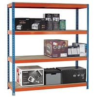 2m High Heavy Duty Boltless Chipboard Shelving Unit W1500xD600mm 600kg Shelf Capacity With 4 Shelves - 5 Year Warranty