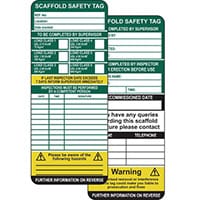 Scaffolding Safety Management Tags Pack of 10 Inserts