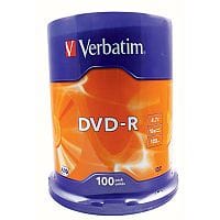 Verbatim DVD-R 16X Non-Printable Spindle Pack of 100 43549