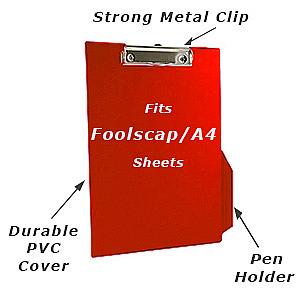 foolscap PVC cover clipboard from q-connect red