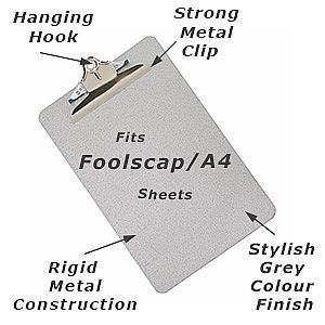 foolscap metal clipboard from o-connect steel grey